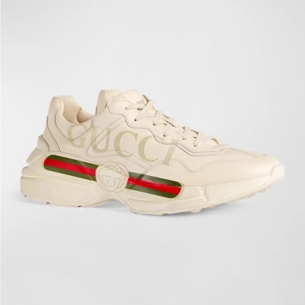 Gucci Unisex Rhyton Vintage Logo Oversized Leather Sneakers - Picture 1 of 9